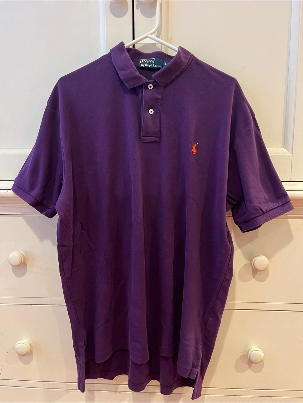 Ralph Lauren Men's Purple Polo with Orange Logo
